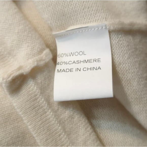 NEW KAREN THOMAS Wool/Cashmere Sweater In Ivory size L #S4520 - Picture 4 of 8